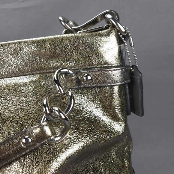 Coach Brooke Hobo Bag Metallic Gold Leather F17165 Slouchy Shoulder Purse Y2K - Picture 14 of 16